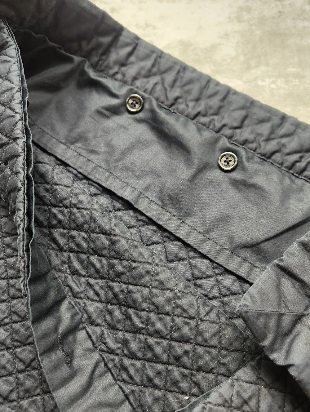 Ralph Lauren Quilted King Pillow Sham Black 2PC Set Button Closure Quiet Luxury